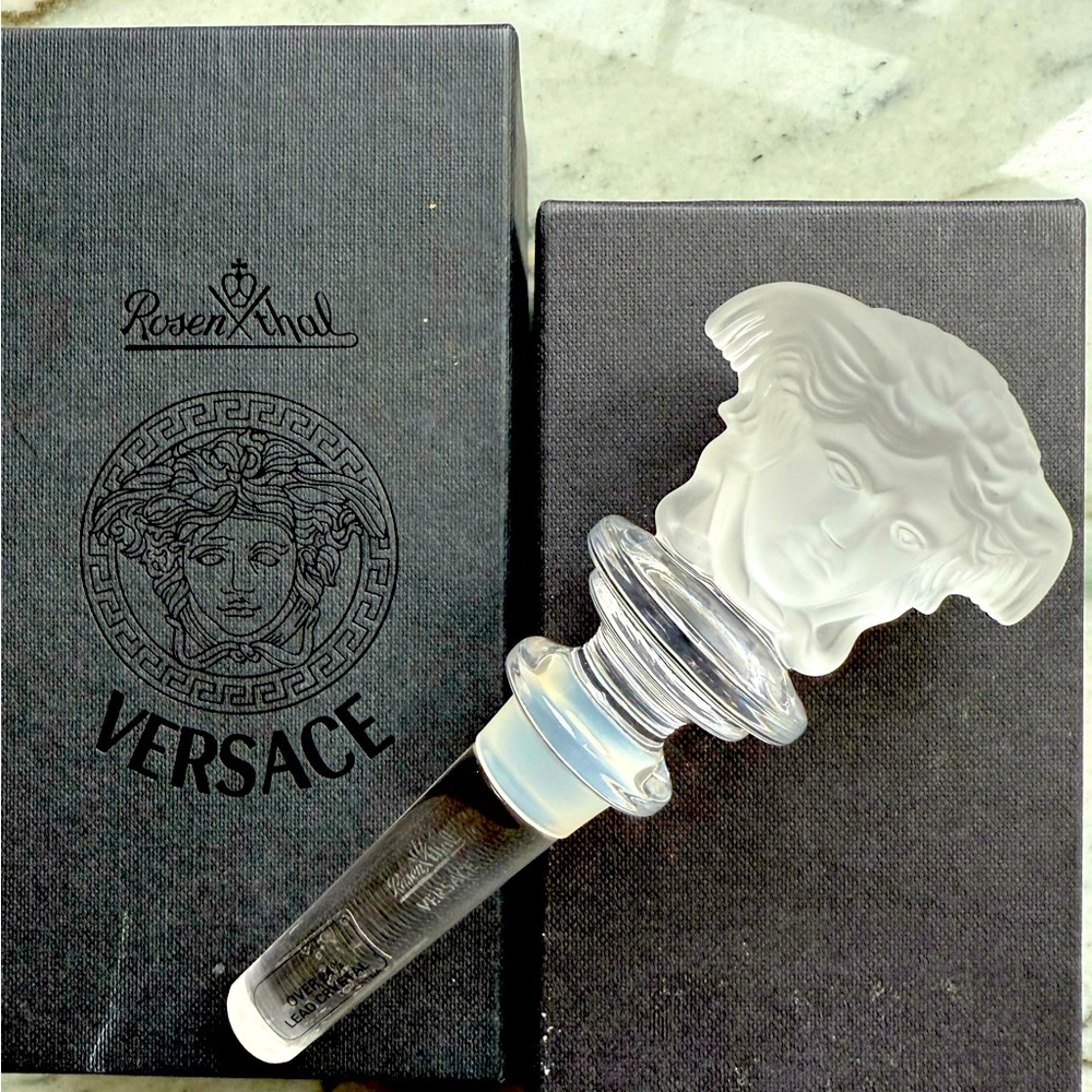 COPY - Rosenthal for Versace frosted crystal Medusa head bottle stopper in box